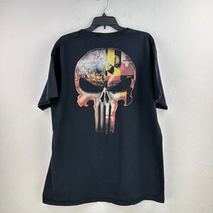 Punisher T-shirt Mens Black‎ Animals Skull Grunge Patriot Movie Fan Gear Rally